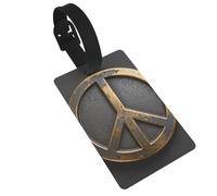 Peace Symbol Badge Luggage Tags for Suitcases - Durable PVC ID Tags with Detachable Straps for Travel, Backpack, Golf Bag, Anti-Loss