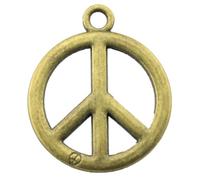 Peace Symbol Charms For Beading Projects, 27x23mm, Antique Bronze Color, 10 Pieces