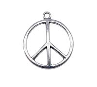 Peace Symbol Charms For Bookmark Decorations, 27x24mm, Antique Silver Color, 10 Pieces