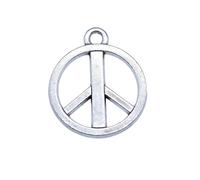 Peace Symbol Charms For Diy Jewelry Starter Kits, 21x17mm, Antique Silver Color, 10 Pieces