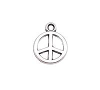 Peace Symbol Charms For Jewelry Making, 10.6x8.4mm, Antique Silver Color, 40 Pieces