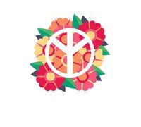 Peace Symbol Floral Men's T-Shirt - White - M - White