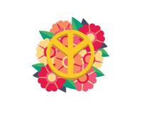 Peace Symbol Floral Women's T-Shirt - White - L - White