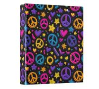 Peace Symbol Heart Star 3 Ring Binder 1.5 Inch Round Ring Binder View Binder Holds 200 Documents for Home School Office Use