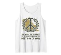 Peace Symbol Laurel Olive Anti War Design Tank Top
