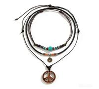 Peace Symbol Layered Rope Chain Necklace Hippie Choker Statement Stuffs