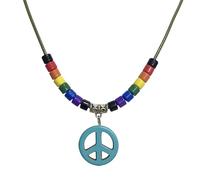 Peace Symbol Necklace - Peace Sign Pendant LGBT Pride Necklace Rainbow Braided Macrame Adjustable Style Gay & Lesbian LGBT Pride Braided Macrame Bulk Rainbow Pride Parade Accessory Handmade Necklace