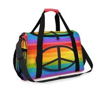 Peace Symbol Travel Duffel Bag for Girls Boys Women Men Symbol Rainbow Love Weekend Overnight Bag Shoulder Tote Luggage Handbag for Travel Sports Gym