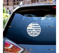 Peace Symbol USA American Flag Sticker Decal Vinyl Anti War Round - 2 Pack White 10.2cm - for Car Boat Laptop Cup No Background Die-Cut