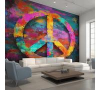 Peace Symbol Wallpaper, Graffiti Hippie Peace Sign Wall Mural, Wallpaper for Living Room Bedroom, Home Decor, Photo Wall Paper, 366 x 254 cm 3I&XA