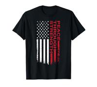 Peace Through Strength - Distressed Flag USA Graphic T-Shirt