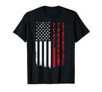 Peace Through Strength Distressed Flag USA Graphic T-Shirt
