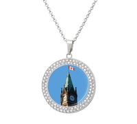 Peace Tower Canada Flag Personalized Picture Necklace Photo Pendant Custom Memorial Jewelry for Women
