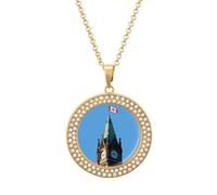 Peace Tower Canada Flag Personalized Picture Necklace Photo Pendant Custom Memorial Jewelry for Women
