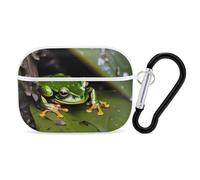 Peace Tree Frog AirPods Pro Case Cover with Keychain Ring PC Hard Shell Protective Case for AirPods Pro 2nd for Women Men Generation Easy Open Full Drop Protection Cover White-Style