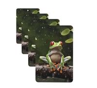 Peace Tree Frog Car Air Fresheners Cards 4 Pcs Hanging Fragrance Scented Cards Long-Lasting Car Aromatherapy Tablets for Wardrobe Bathroom Car Interior Mirror Pendant Gifts