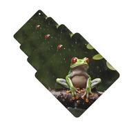 Peace Tree Frog Car Air Fresheners Cards 4 Pcs Hanging Fragrance Scented Cards Long-Lasting Car Aromatherapy Tablets for Wardrobe Bathroom Car Interior Mirror Pendant Gifts