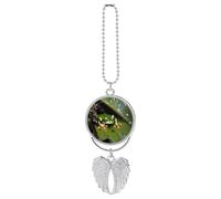 Peace Tree Frog Car Hanging Ornament Rear View Mirror Pendant Lucky Presents Hanging Ornament Funny Car Pendant for Office Auto Home Decoration Silver-style