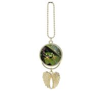 Peace Tree Frog Car Hanging Ornament Rear View Mirror Pendant Lucky Presents Hanging Ornament Funny Car Pendant for Office Auto Home Decoration Golden-style