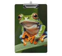 Peace Tree Frog Clipboard, A4 Acrylic Clipboard with Hanging Hole, Ultra-Light Clip Board - Holds 100 Sheets, Shatterproof Document Holder for Office, 12.5" X 8.5"