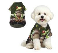 Peace Tree Frog Dog Shirts Hawaii Dog Clothes Cool Breathable Pet Summer Polo T-Shirts for Hot Days