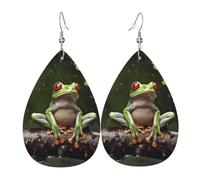 Peace Tree Frog Earrings for Women Leather Teardrop Earrings Double Sided Dangle Earrings Lightweight Ear Accessories Fashion Jewelry Birthday Gift