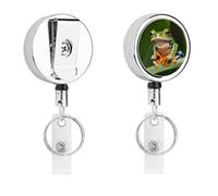 Peace Tree Frog ID Badge Holder - Retractable Nurse Badge Reel Heavy-Duty Metal Keychain Clip with 26.8" Nylon Rope Funny Name Tags for Teacher Nurse Doctor Worker