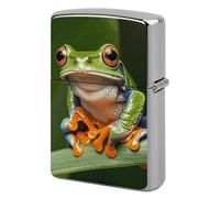Peace Tree Frog Lighter Case Metal Protective Cover with Double-Sided Art Design, Cool Lighters Pouch Shockproof Lighter Cover for Men Women Gifts, Lighters Not Included