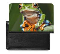Peace Tree Frog Passport Holder with 3 Card Slots, Portable PU Leather Travel Wallet, Slim Protective Cover for Passport, ID, Credit Cards