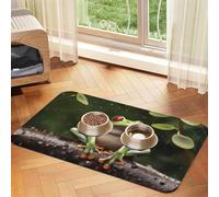 Peace Tree Frog Pet Feeding Mat Absorbent Pu Leather Dog Cat Food Mats Contain Spills Protects Floors, Anti-Slip Rubber Backing Dog Bowl Mats Easy Clean Pet Placemats 40x60cm