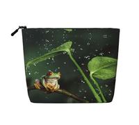 Peace Tree Frog Print Fake Hemp Makeup Bag Cosmetic Pouch Travel Toiletry Bag Waterproof Organizer for Women