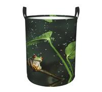 Peace Tree Frog Printing Personalized Circular Dirty Clothes Hamper – Standable Design, Works In Bathroom & Closet