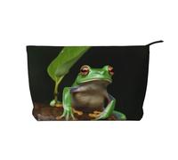 Peace Tree Frog Prints Corduroy Makeup Bag for Women Girls, Spacious Travel Cosmetic Organiser for Make-up, Toiletries & Essentials
