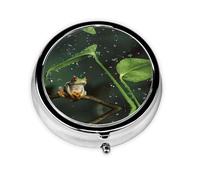 Peace Tree Frog This Small, Printed, Round Pill Box is a Portable Pill and Vitamin Organizer Perfect for Pockets, Purses, and Travel.