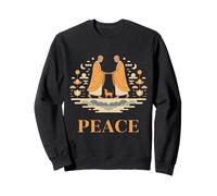 Peace Walking Monks and Dog Minimalist Zen Design Sweatshirt