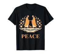 Peace Walking Monks and Dog Minimalist Zen Design T-Shirt
