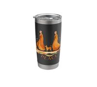 Peace Walking Monks & Dog Minimalist Zen Art Stainless Steel Insulated Tumbler