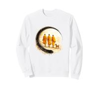 Peace Walking Monks, Minimalist Mindfulness Zen Art Sweatshirt