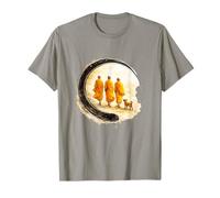 Peace Walking Monks, Minimalist Mindfulness Zen Art T-Shirt