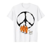 Peace Walking Monks Minimalist Zen Mindful Walking Art T-Shirt