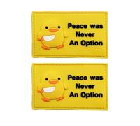Peace was Never an Option Duck PVC Patch Applique, Yellow, Hook Backing, 8x5cm, 2 Pack
