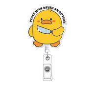 Peace was Never an Option Funny Badge Reel Retractable for Nurse, Cute Nursing Badge Holder, Fun Nurse Gifts, Healthcare RN PCT LPN CNA Medical Nursing Student Badge Clip ID Card Accessorie