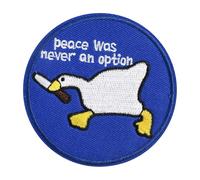 Peace was Never an Option Patch, Funny Ducky with Knife Meme Embroidered Hook & Loop Badge, Tactical Morale Patch for Backpack, Vest, Hat, Gear Bag, Tactical Gear, DIY Edgy Dark Humor Accessory