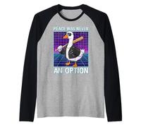 Peace was Never an Option - Synthwave Funny Goose Meme Raglan Baseball Tee