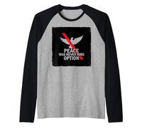 Peace was Never Hirs Option: Defiant Dove Statement Raglan Baseball Tee, Men, Black/Athletic Heather, XXL