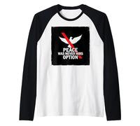 Peace was Never Hirs Option: Defiant Dove Statement Raglan Baseball Tee, Men, Black/White, M