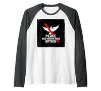 Peace was Never Hirs Option: Defiant Dove Statement Raglan Baseball Tee, Men, Dark Heather/White, XL