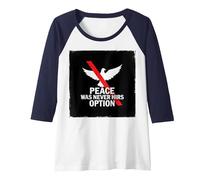 Peace was Never Hirs Option: Defiant Dove Statement Raglan Baseball Tee, Women, Navy/White, XL