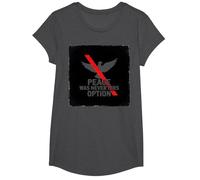 Peace was Never Hirs Option: Defiant Dove Statement T-Shirt, Girls, Dark Heather Grey, XS