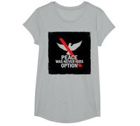 Peace was Never Hirs Option: Defiant Dove Statement T-Shirt, Girls, Heather Grey, XS